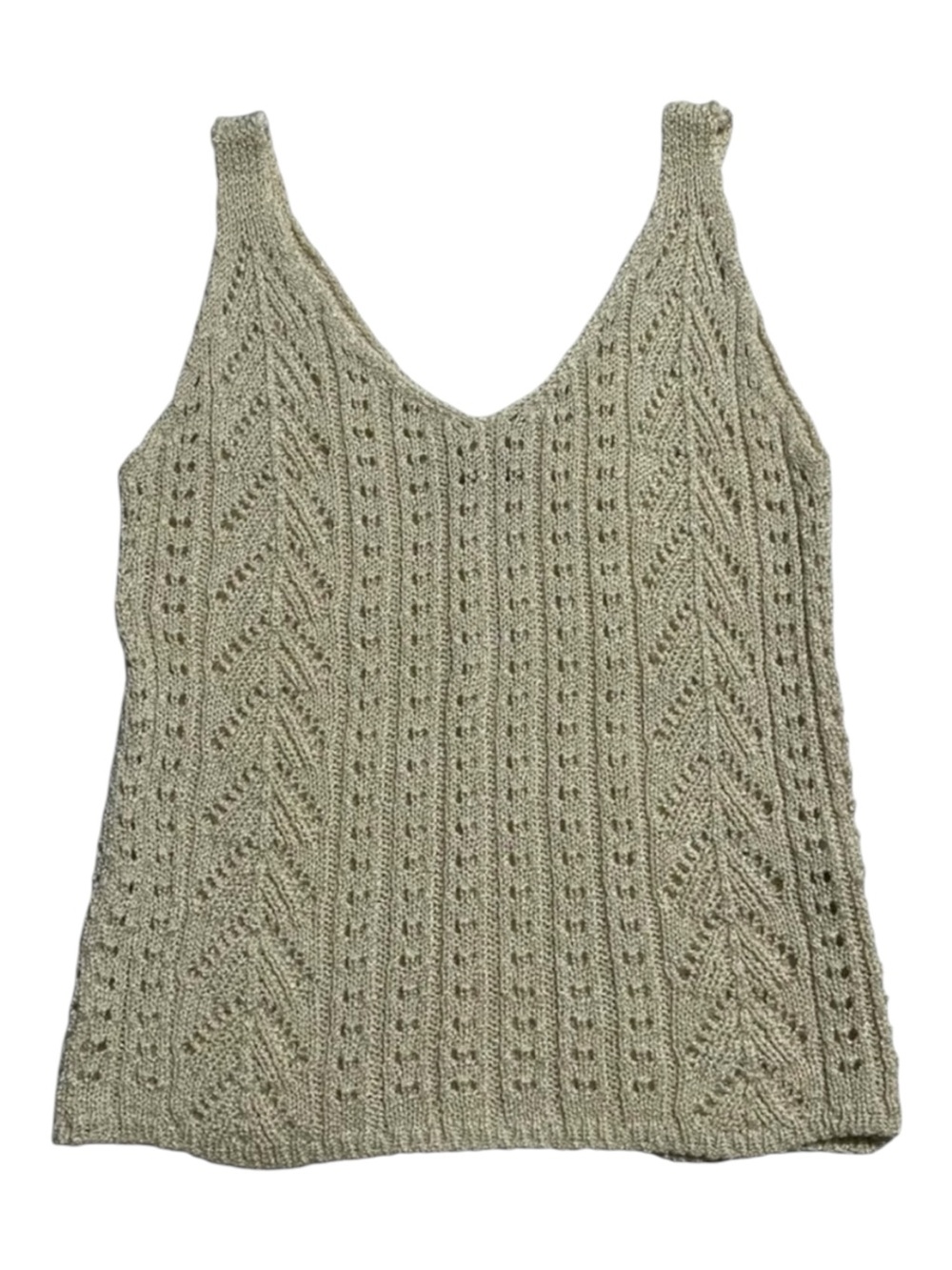 Neutral Boho Made In Italy Crochet tank top Small